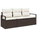 Havesofa Sæt med pude 3 pcs Brun og hvid polyrattan