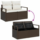Havesofa Sæt med pude 3 pcs Brun og hvid polyrattan