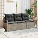Havesofa Sæt med pude med opbevaring 3 pcs Grå polyrattan