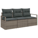 Havesofa Sæt med pude med opbevaring 3 pcs Grå polyrattan