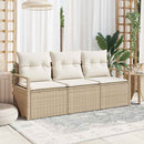 Havesofa Sæt med pude 3 pcs Beige og hvid polyrattan