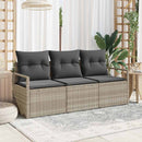 Havesofa Sæt med pude med opbevaring 3 pcs Lysegrå polyrattan