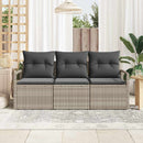 Havesofa Sæt med pude med opbevaring 3 pcs Lysegrå polyrattan