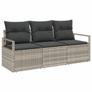 Havesofa Sæt med pude med opbevaring 3 pcs Lysegrå polyrattan