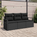 Havesofa Sæt med pude med opbevaring 3 pcs Sort polyrattan