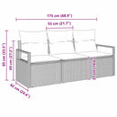 Havesofa Sæt med pude med opbevaring 3 pcs Sort polyrattan