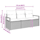 Havesofa Sæt med pude 3 pcs Brun og Rød polyrattan