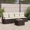 Sofa Sæt med pude med opbevaring 5 pcs Brun og Creme polyrattan