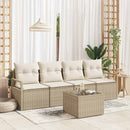 Sofa Sæt med pude 5 pcs Beige og creme polyrattan