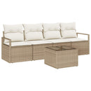 Sofa Sæt med pude 5 pcs Beige og creme polyrattan