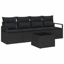 Sofa Sæt med pude med opbevaring 5 pcs Sort polyrattan
