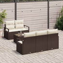 Havesofa Sæt med pude 6 pcs Brun og Creme polyrattan