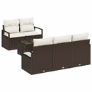 Havesofa Sæt med pude 6 pcs Brun og Creme polyrattan