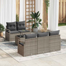 Havesofa Sæt med pude med opbevaring 6 pcs Grå polyrattan