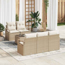 Havesofa Sæt med pude 6 pcs Beige og creme polyrattan