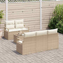 Havesofa Sæt med pude 6 pcs Beige og creme polyrattan