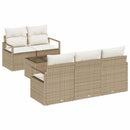 Havesofa Sæt med pude 6 pcs Beige og creme polyrattan
