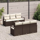 Havesofa Sæt med pude 7 pcs Brun og Creme polyrattan