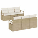 Havesofa Sæt med pude 7 pcs Beige og creme polyrattan