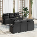 Havesofa Sæt med pude med opbevaring 7 pcs Sort polyrattan
