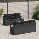 Havesofa Sæt med pude med opbevaring 7 pcs Sort polyrattan