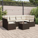 Havesofa Sæt 7 pcs Brun og Creme Polyrattan og stål og glas