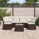 Havesofa Sæt 7 pcs Brun og Creme Polyrattan og stål og glas
