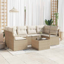 Havesofa Sæt 7 pcs Beige og creme Polyrattan og stål og glas