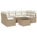 Havesofa Sæt 7 pcs Beige og creme Polyrattan og stål og glas