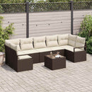 Havesofa Sæt 8 pcs Brun og Creme Polyrattan og stål og glas