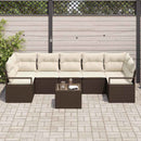 Havesofa Sæt 8 pcs Brun og Creme Polyrattan og stål og glas