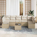 Havesofa Sæt 8 pcs Beige og creme Polyrattan og stål og glas