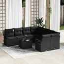 Sofa Sæt med pude med opbevaring 9 pcs Sort polyrattan