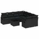 Sofa Sæt med pude med opbevaring 9 pcs Sort polyrattan