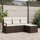 Sofa Sæt med pude med opbevaring 4 pcs Brun og Creme polyrattan