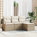 Sofa Sæt med pude 4 pcs Beige og creme polyrattan