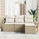 Sofa Sæt med pude 4 pcs Beige og creme polyrattan