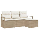 Sofa Sæt med pude 4 pcs Beige og creme polyrattan