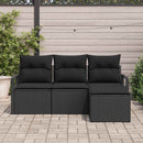 Sofa Sæt med pude med opbevaring 4 pcs Sort polyrattan