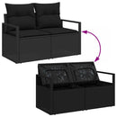 Sofa Sæt med pude med opbevaring 4 pcs Sort polyrattan