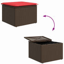 Sofa Sæt med pude med opbevaring 4 pcs Brun og Rød polyrattan