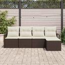 Sofa Sæt med pude med opbevaring 5 pcs Brun og Creme polyrattan