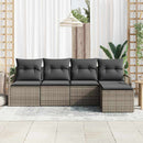 Sofa Sæt med pude med opbevaring 5 pcs Grå polyrattan