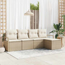 Sofa Sæt med pude 5 pcs Beige og creme polyrattan