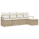 Sofa Sæt med pude 5 pcs Beige og creme polyrattan