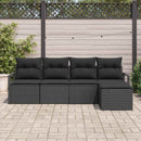 Sofa Sæt med pude med opbevaring 5 pcs Sort polyrattan