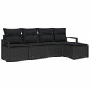 Sofa Sæt med pude med opbevaring 5 pcs Sort polyrattan