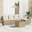 Sofa Sæt med pude 6 pcs Beige og creme polyrattan
