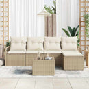 Sofa Sæt med pude 6 pcs Beige og creme polyrattan