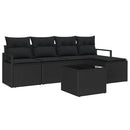 Sofa Sæt med pude med opbevaring 6 pcs Sort polyrattan